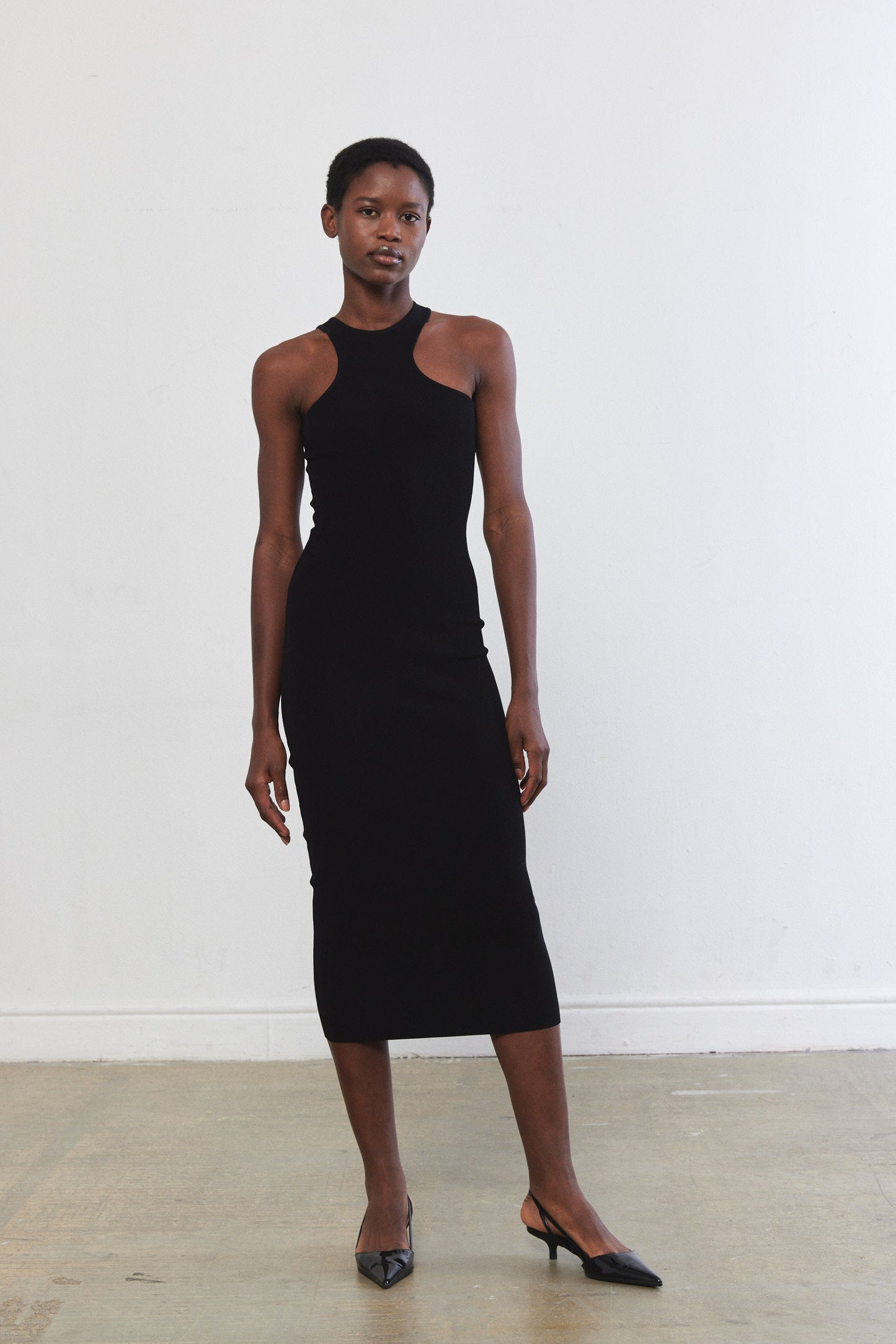 ribbed asymmetric dress Women's Petite Stone Rib Asymmetric Knitted Mini Dress