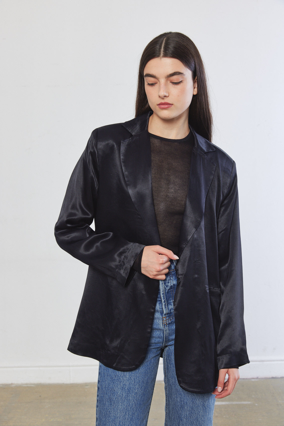 Satin Tailored Blazer - Dé Rococo