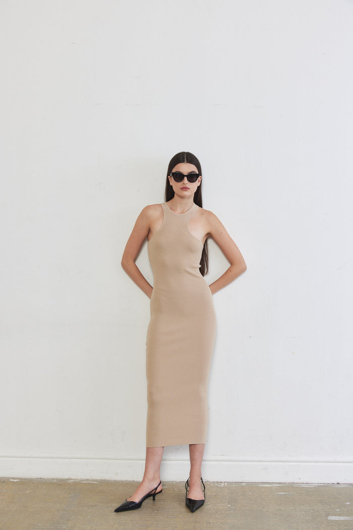 Tight Ribbed Asymmetrical Dress