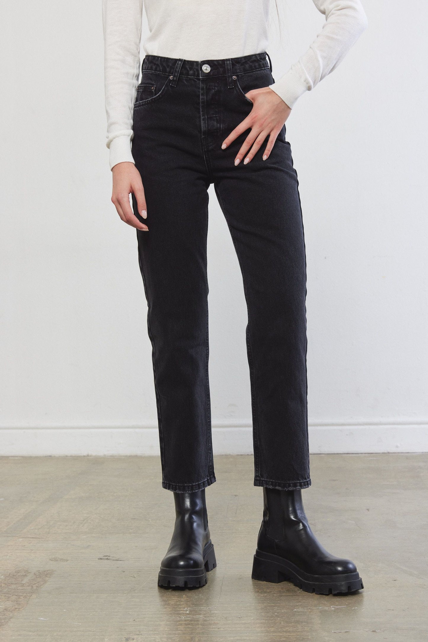 No.5| High Waist Straight Cropped Denim